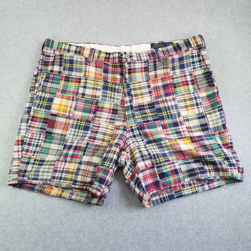 Polo Ralph Lauren Shorts Mens 44 Multicolor Patchwork Plaid Classic Madras 9"